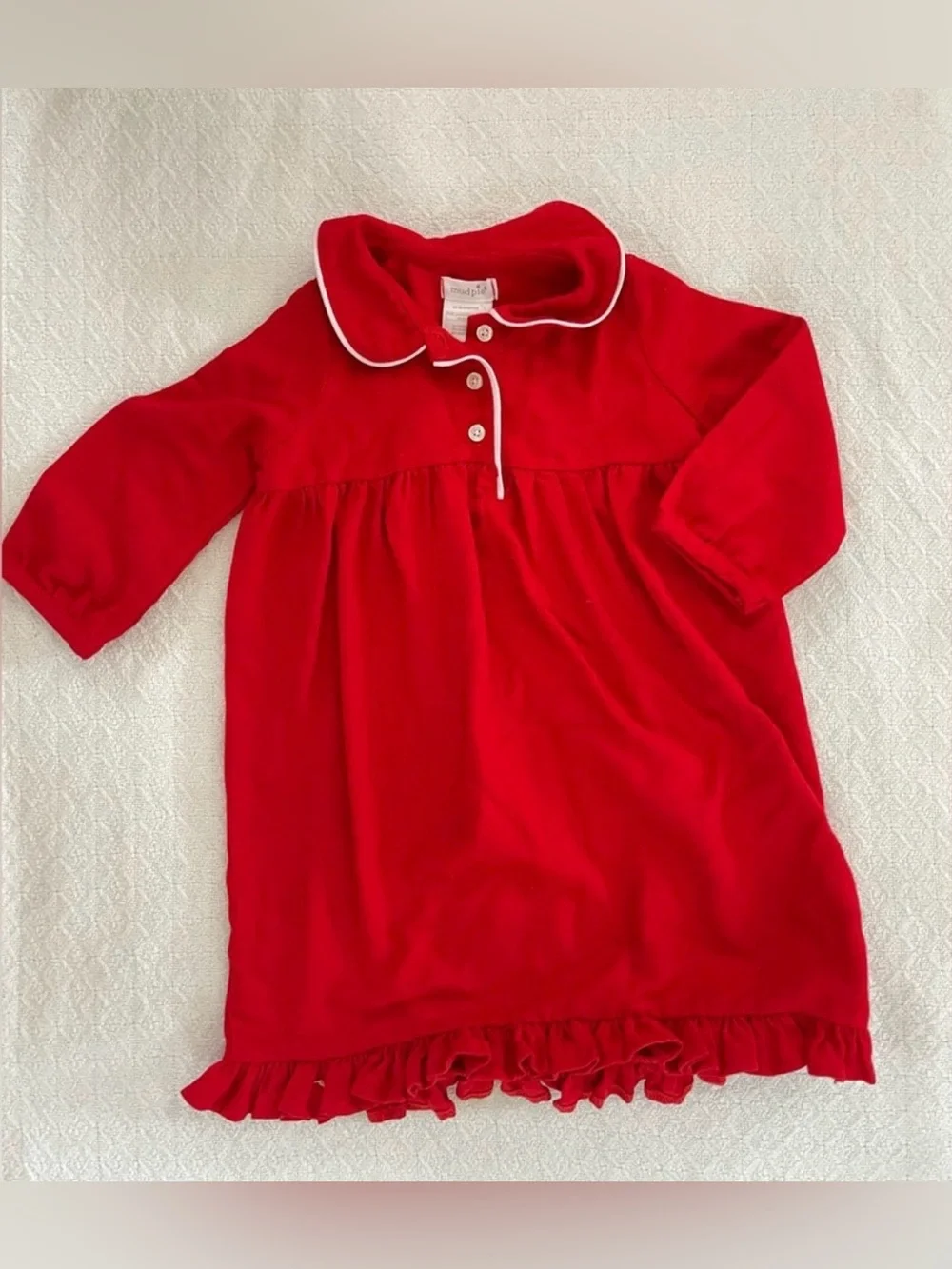 Mud Pie Holiday Red Ruffles Nightgown with Peter Pan Collar